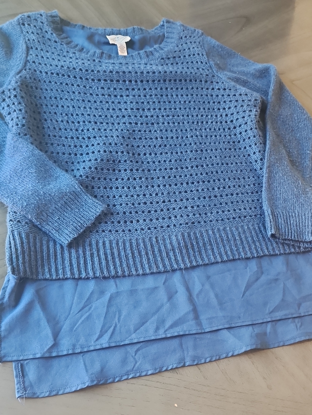 St. John's Bay Navy Blue Layered Crew Neck Knit Sweater Size M